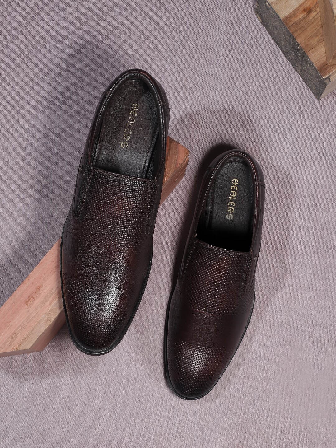 

Liberty Men Textured Leather Formal Slip-On Shoes, Brown