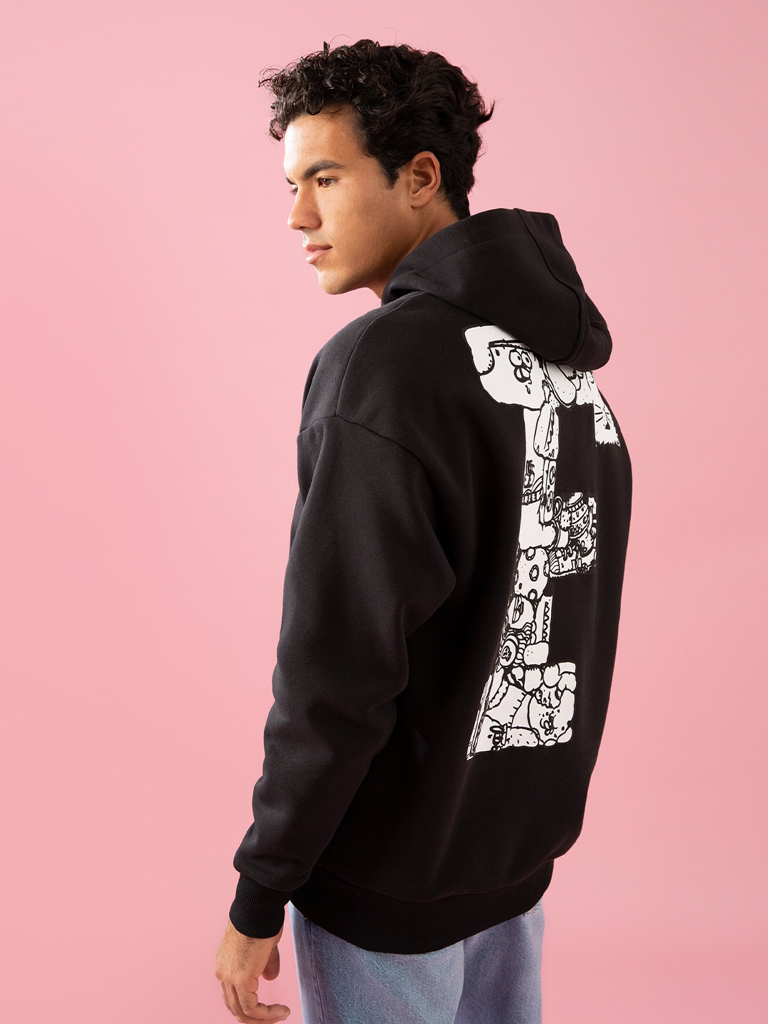 

DeFacto Graphic Printed Hooded Sweatshirt, Black