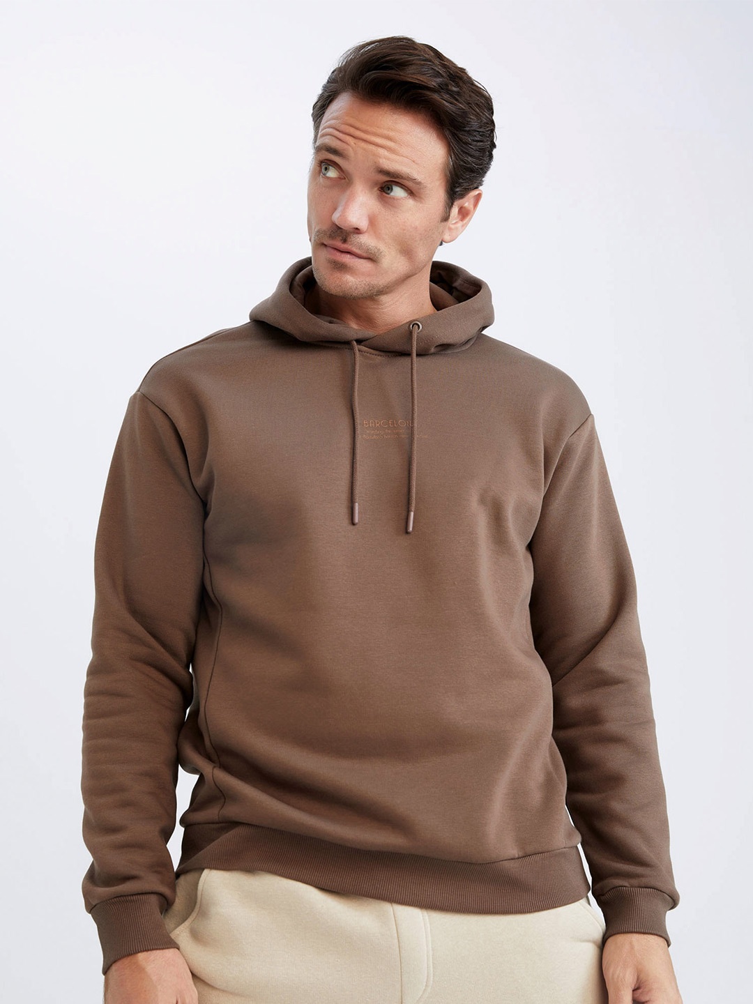 

DeFacto Hooded Pullover Sweatshirt, Brown
