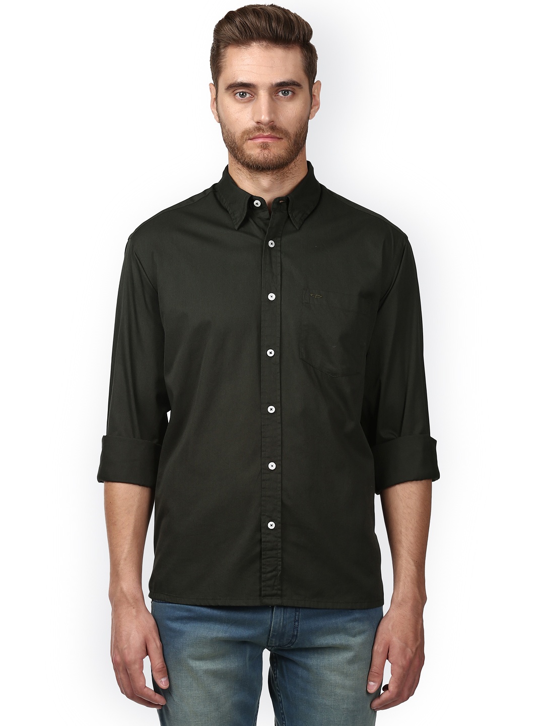 

ColorPlus Men Black Regular Fit Solid Casual Shirt