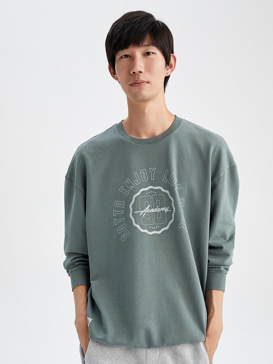 

DeFacto Typography Printed Pullover Pure Cotton Sweatshirt, Green
