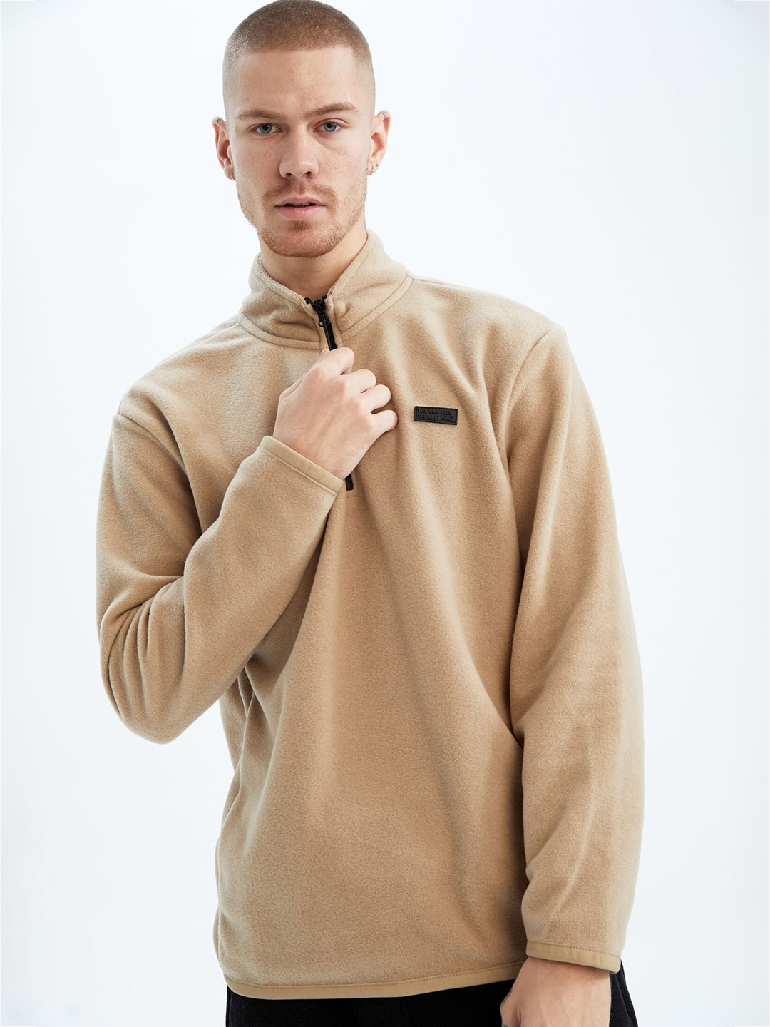 

DeFacto Mock Collar Pullover, Beige