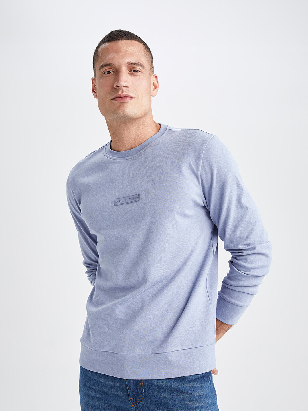 

DeFacto Round Neck Pure Cotton Pullover, Blue