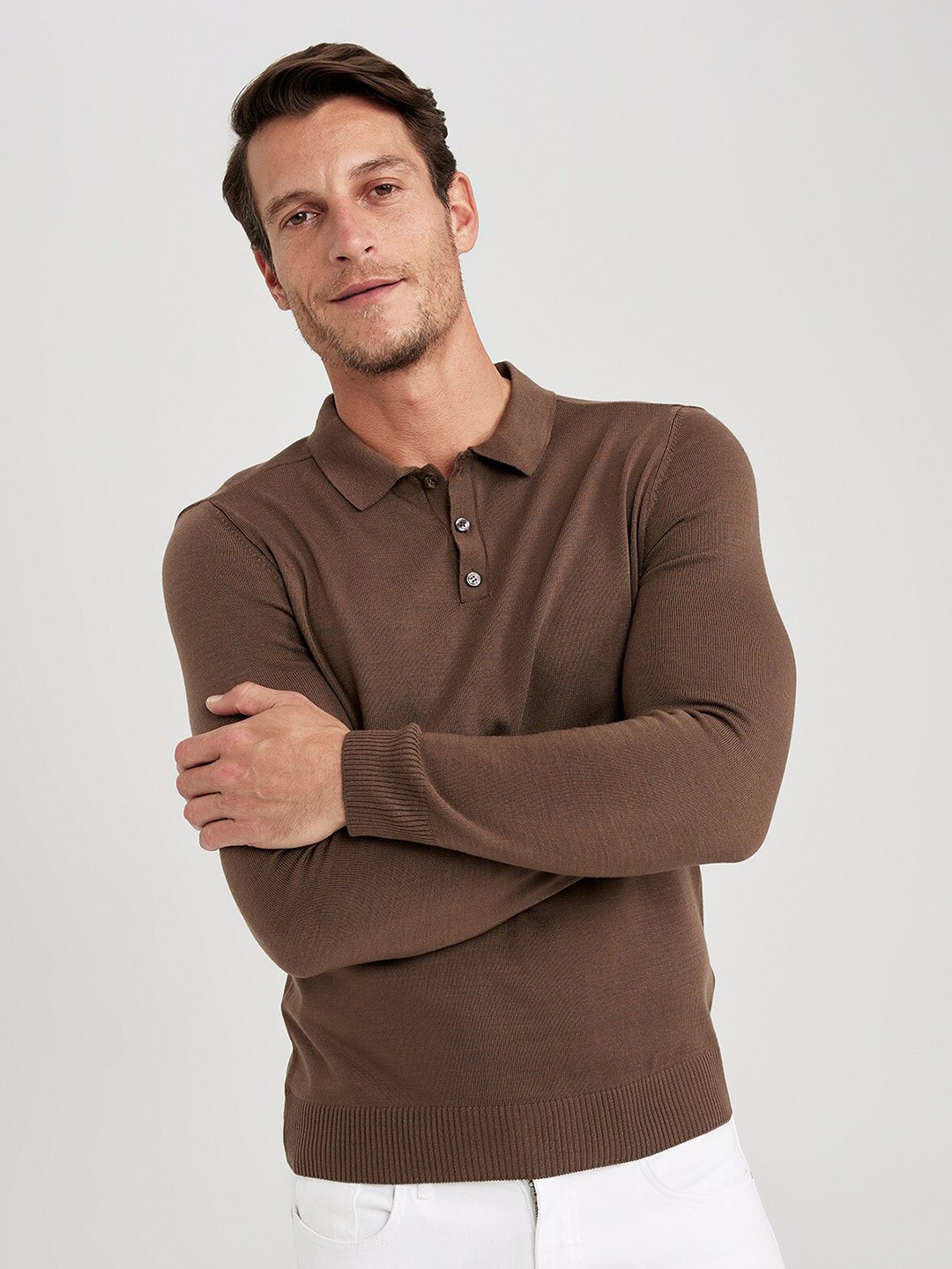 

DeFacto Mock Collar Pure Acrylic Pullover, Brown