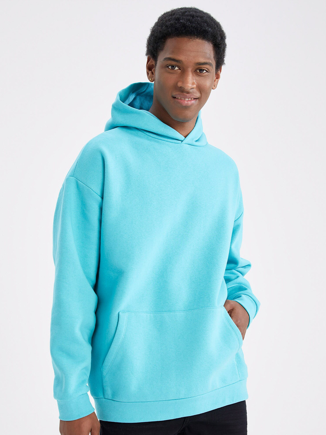 

DeFacto Hooded Pullover Sweater, Blue