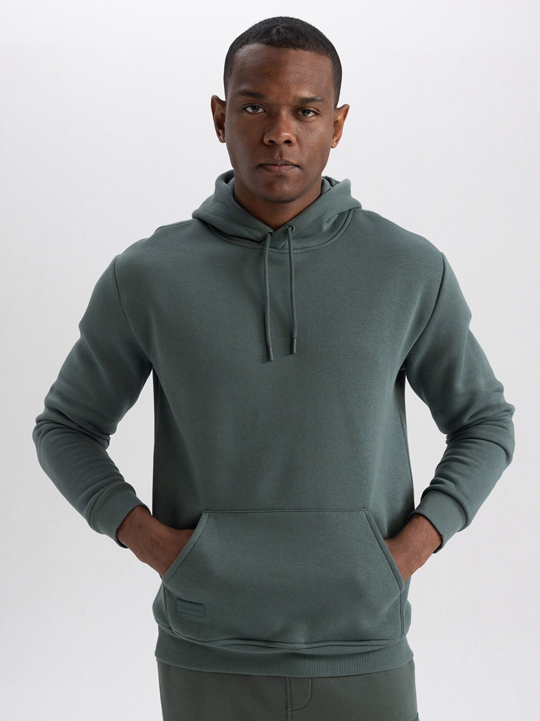 

DeFacto Long Sleeves Cotton Hooded Pullover Sweatshirt, Olive