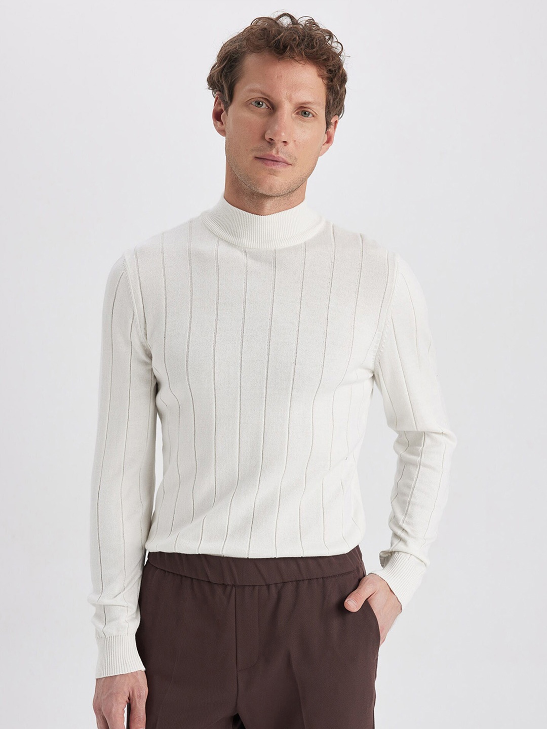 

DeFacto Long Sleeves Striped Pullover, Off white