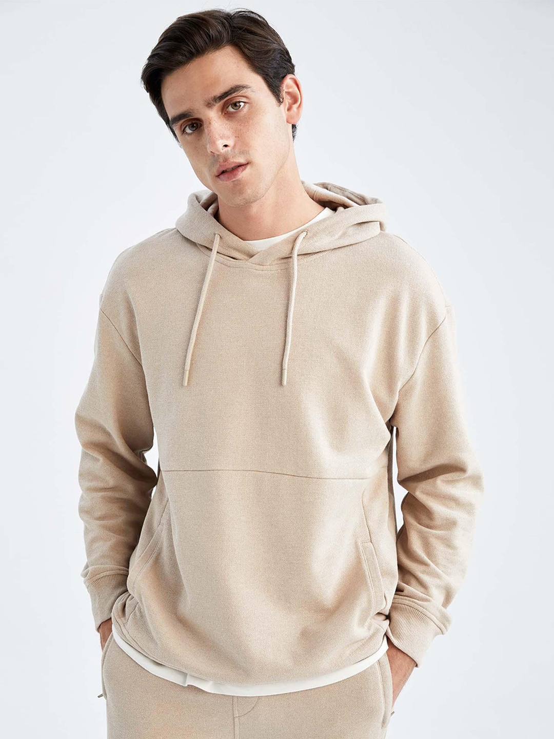 

DeFacto Hooded Long Sleeves Pullover, Beige