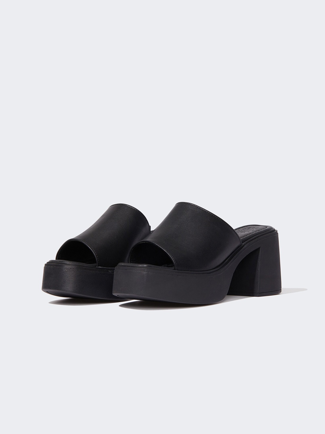 

DeFacto Open Toe Platform Mules, Black