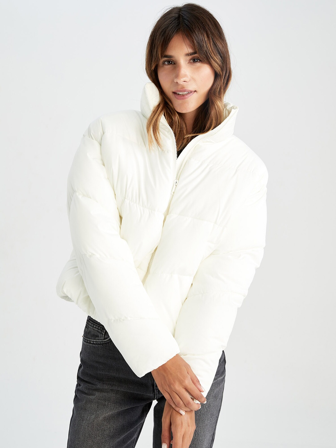 

DeFacto Mock Collar Puffer Jacket, White