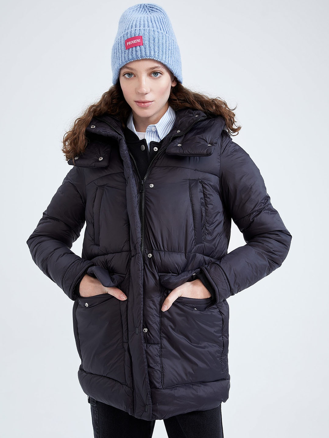 

DeFacto Longline Puffer Jacket, Navy blue
