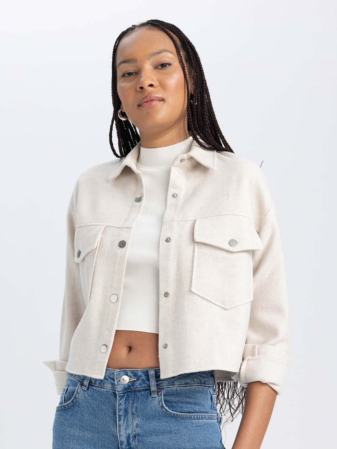 

DeFacto Opaque Casual Shacket, Off white