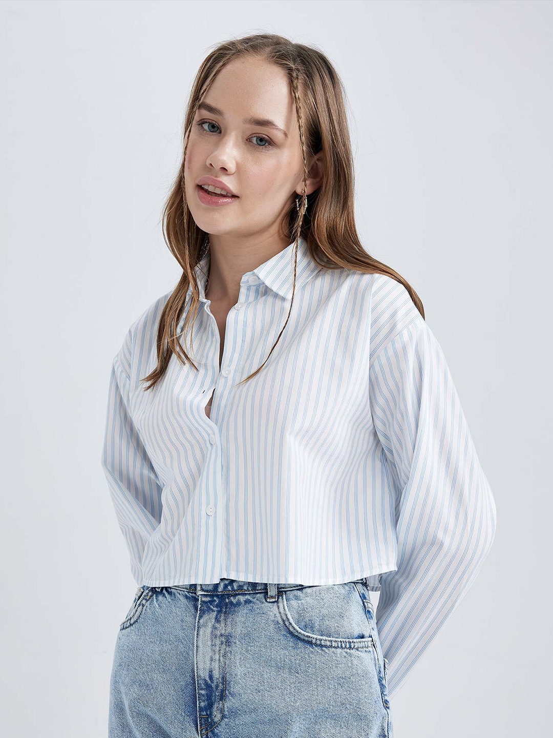 

DeFacto Striped Opaque Casual Shirt, Blue