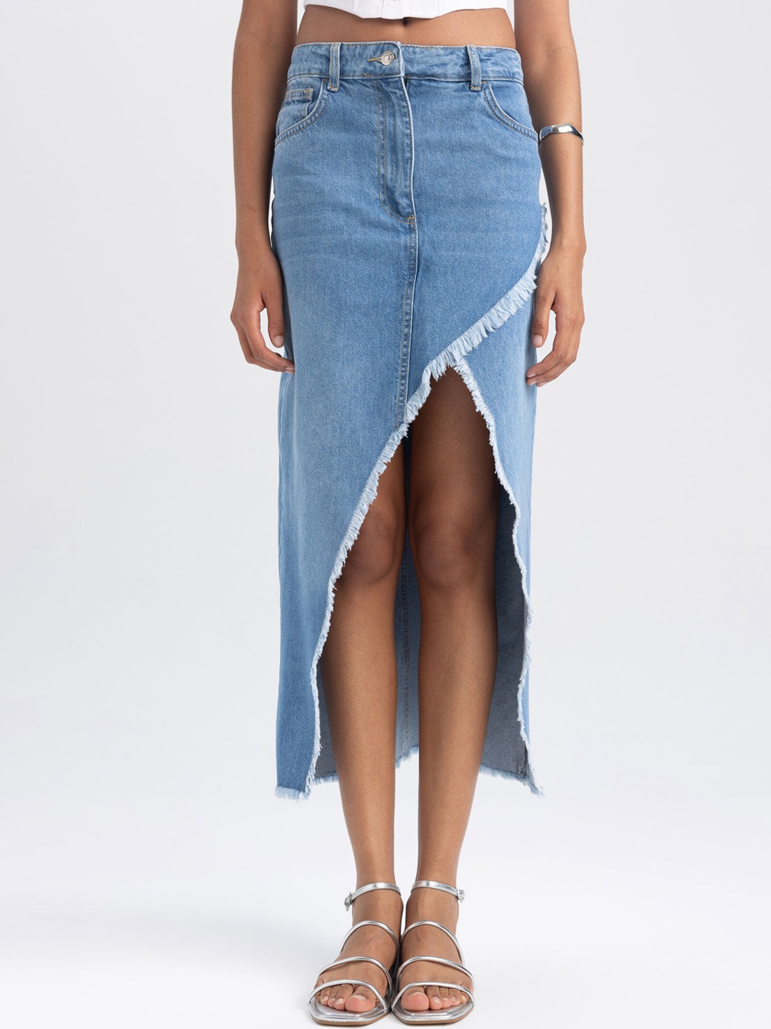 

DeFacto Denim Tulip Flared Maxi Skirt, Blue