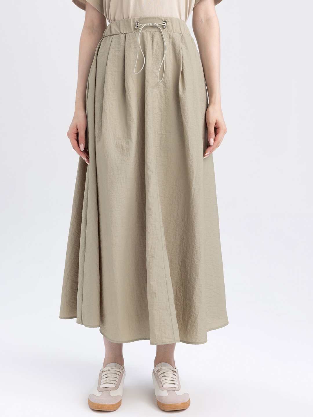 

DeFacto Flared Maxi Skirt, Beige