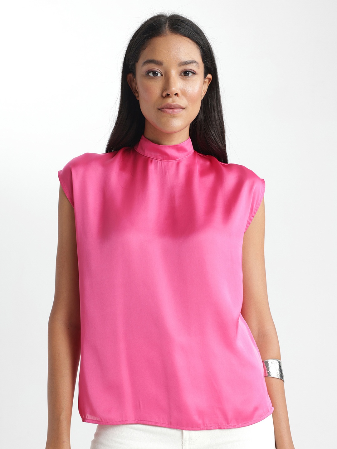 

DeFacto Extended Sleeves High Neck Top, Pink