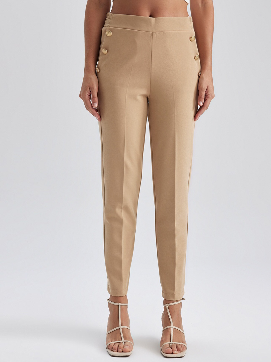 

DeFacto Women Mid-Rise Casual Trousers, Beige