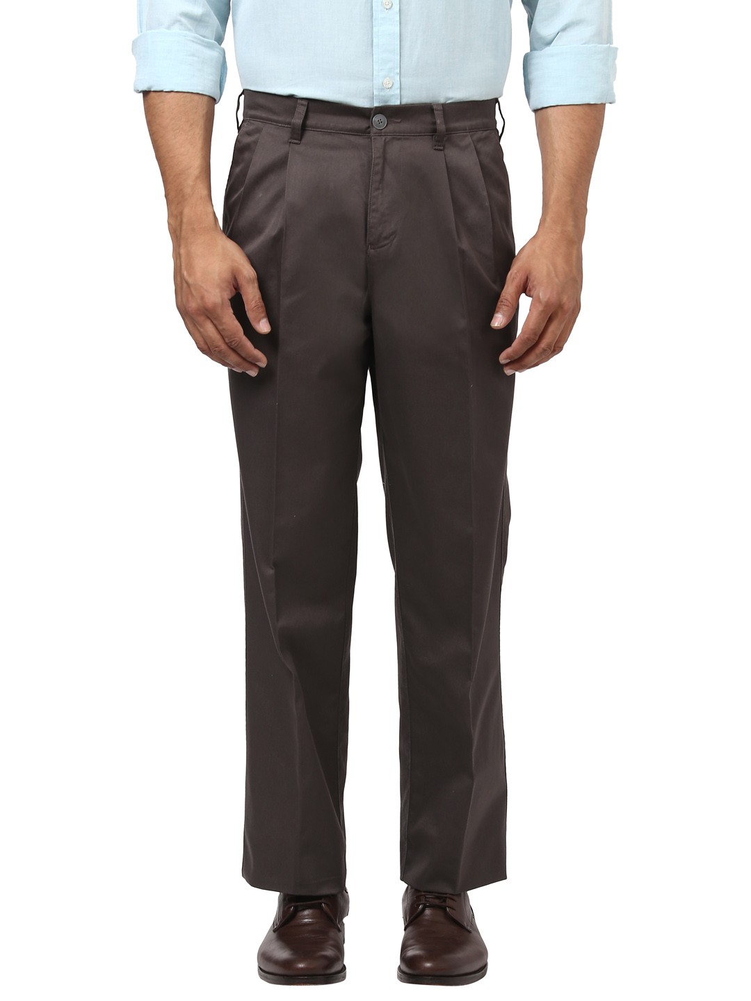 

ColorPlus Men Grey Regular Fit Solid Regular Trousers