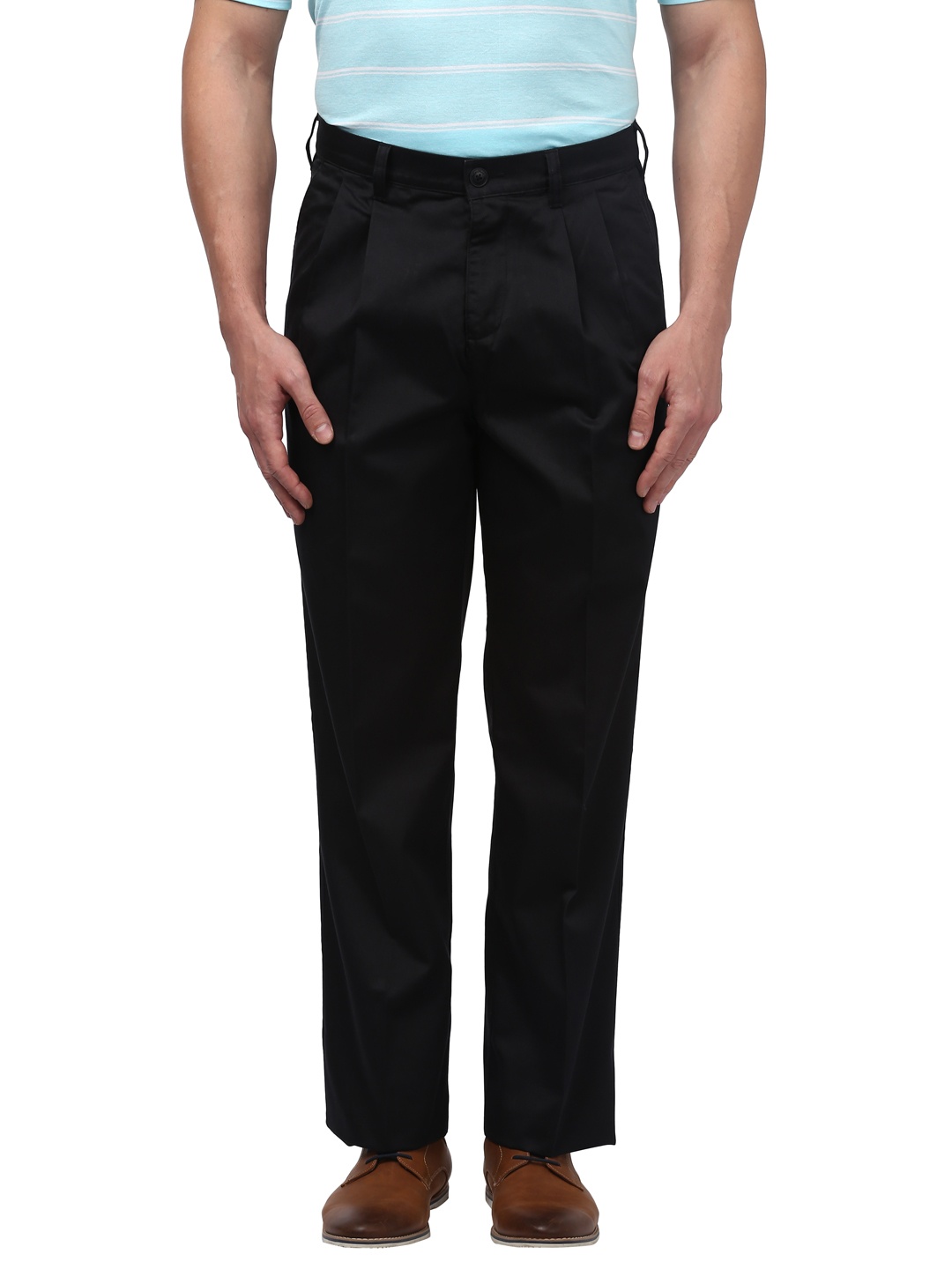 

ColorPlus Men Black Regular Fit Solid Regular Trousers
