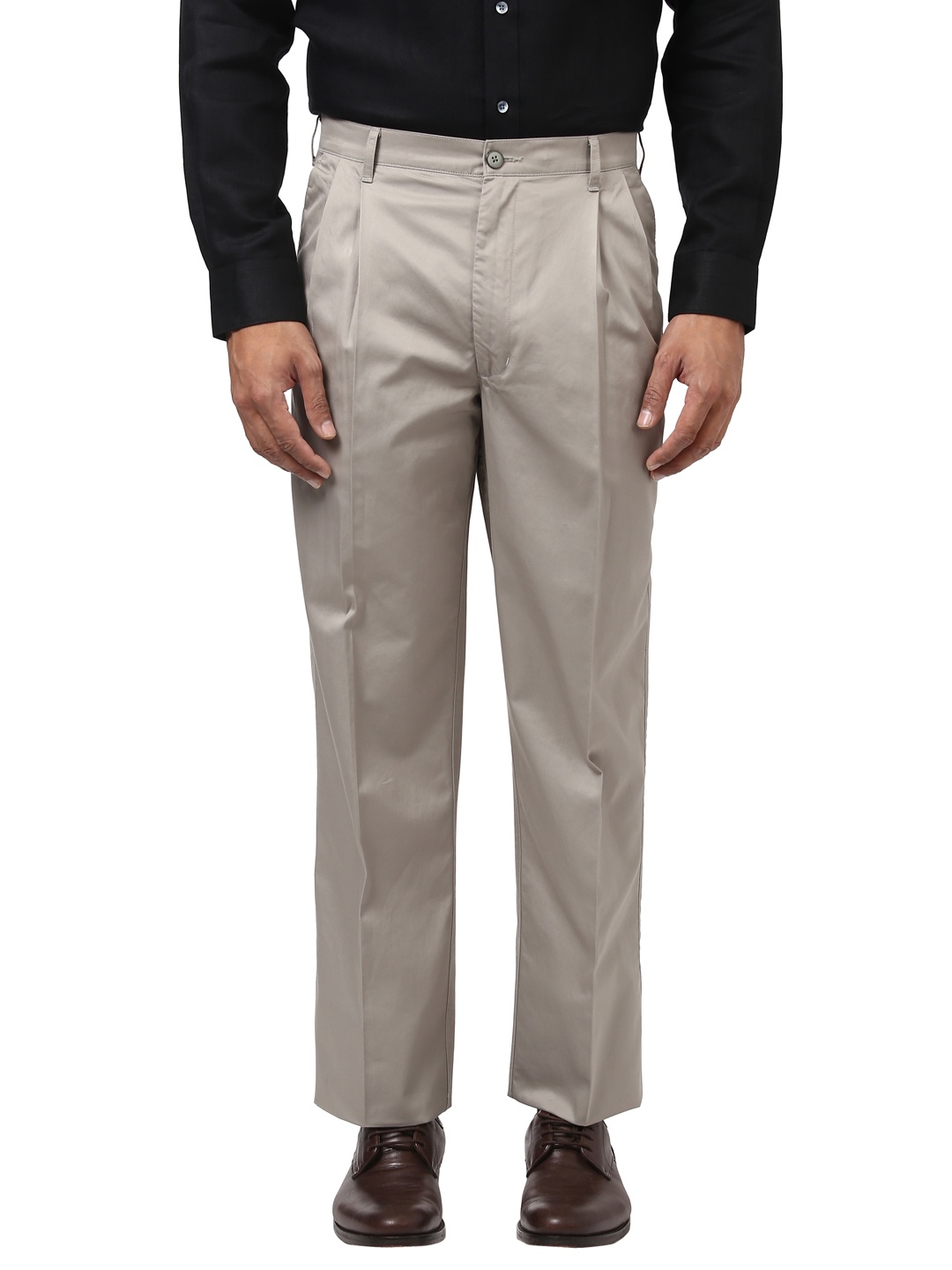 

ColorPlus Men Grey Regular Fit Solid Regular Trousers