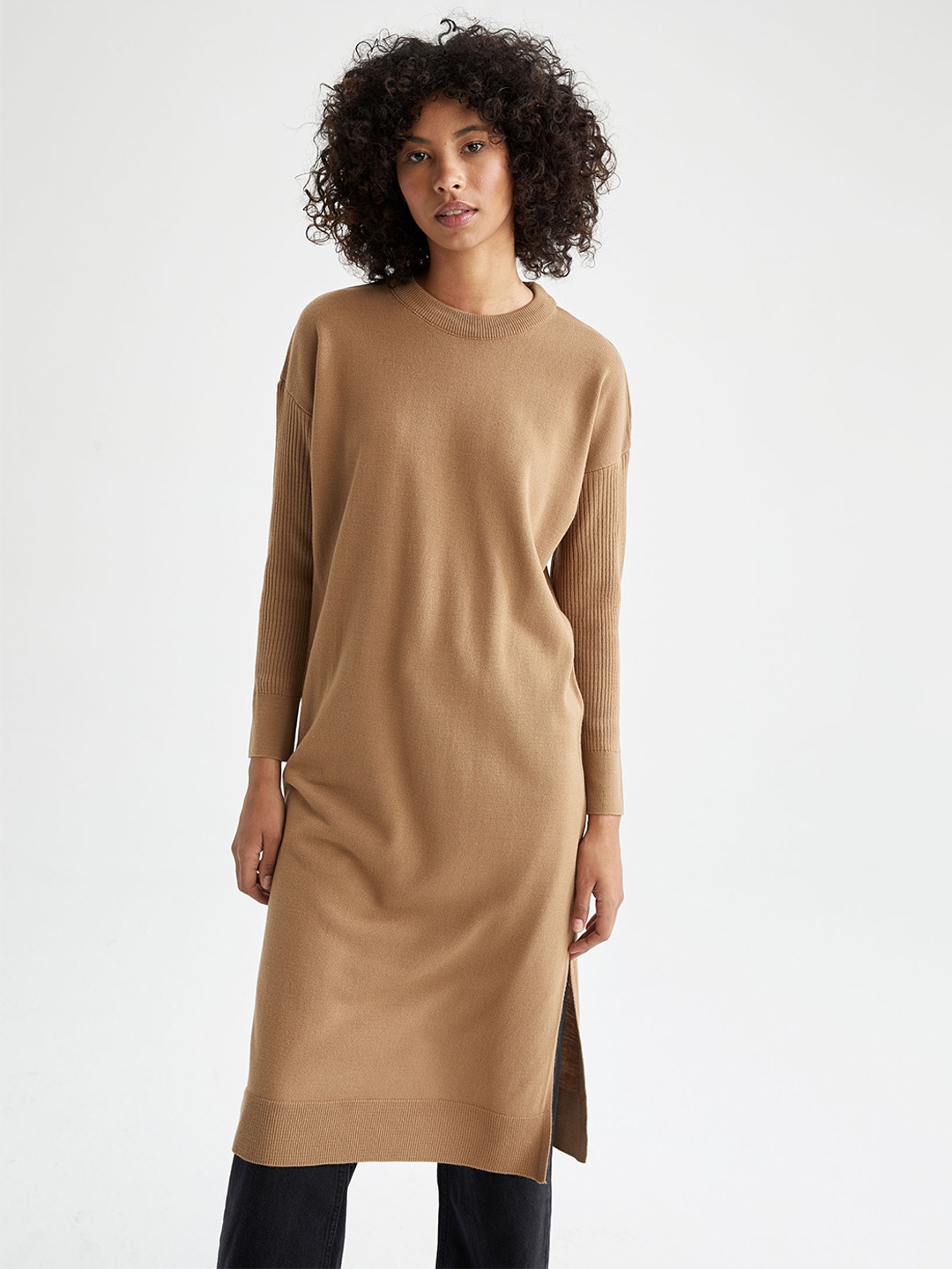 

DeFacto Acrylic Round Neck Kurta, Beige