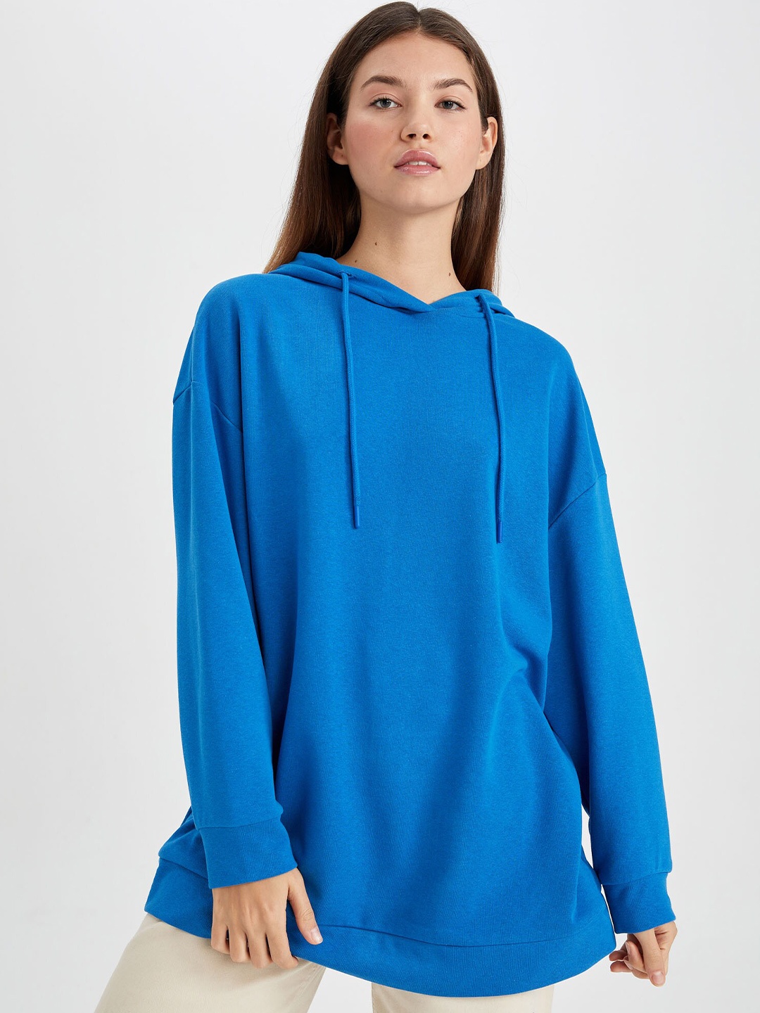 

DeFacto Hooded Longline Pullover, Blue