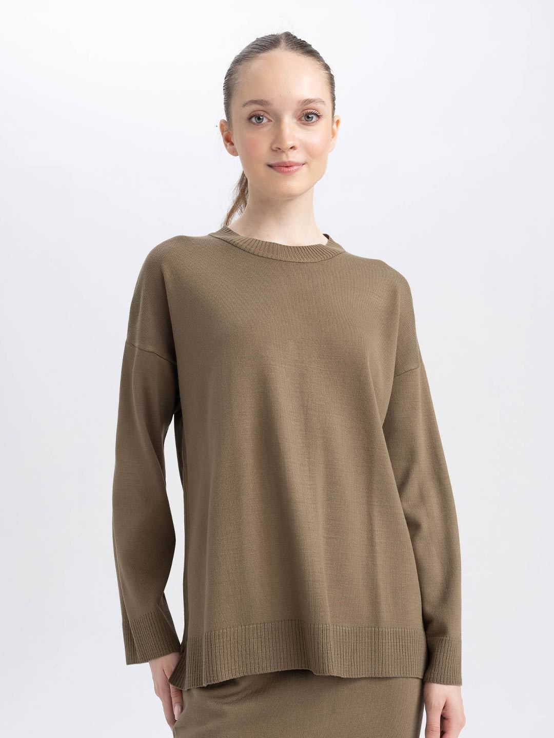 

DeFacto Women Pullover Sweater, Khaki