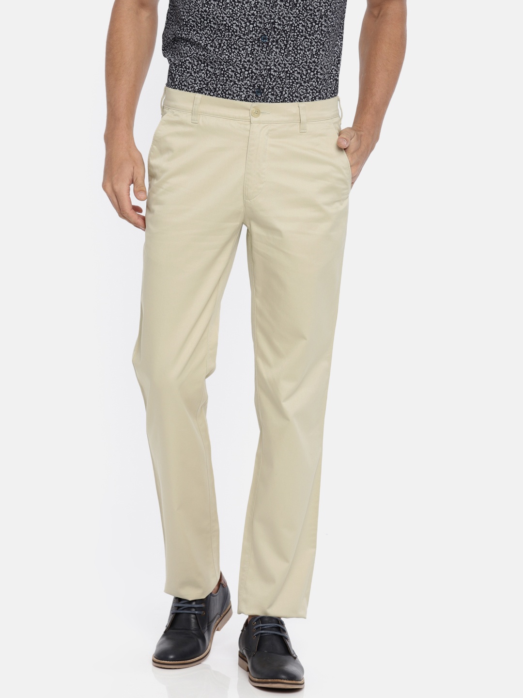 

ColorPlus Men Beige Slim Fit Solid Regular Trousers