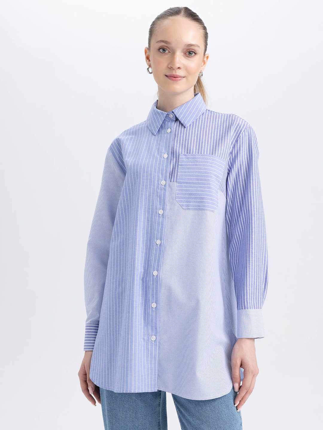 

DeFacto Vertical Striped Casual Shirt, Blue