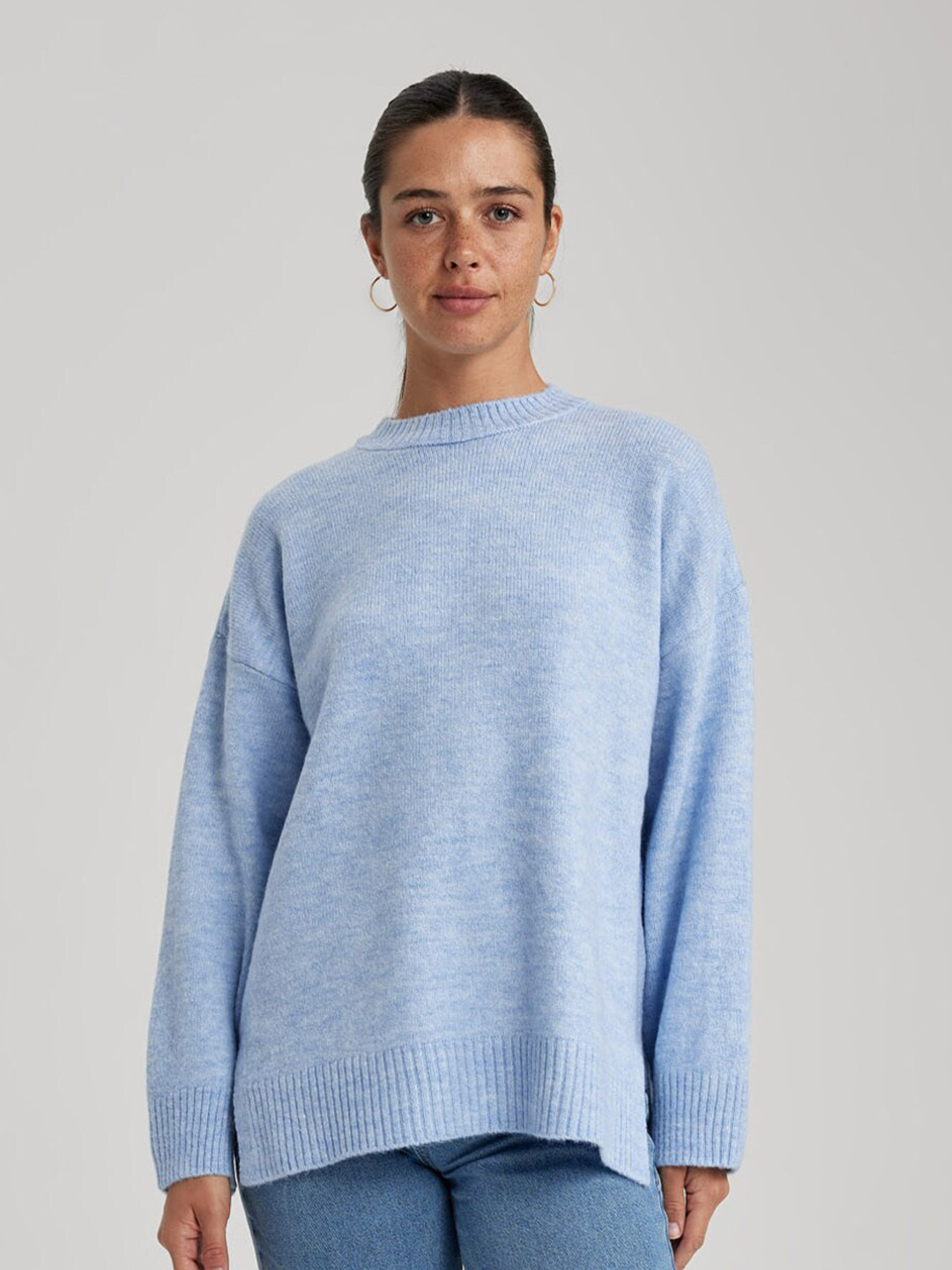 

DeFacto Acrylic Round Neck Pullover, Blue