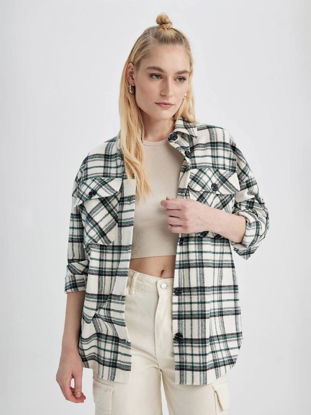 

DeFacto Checked Casual Shirt, White