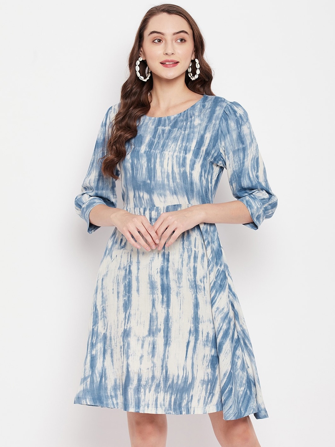 

STYLE BLUSH Tie And Dye Fit & Flare Dress, Blue