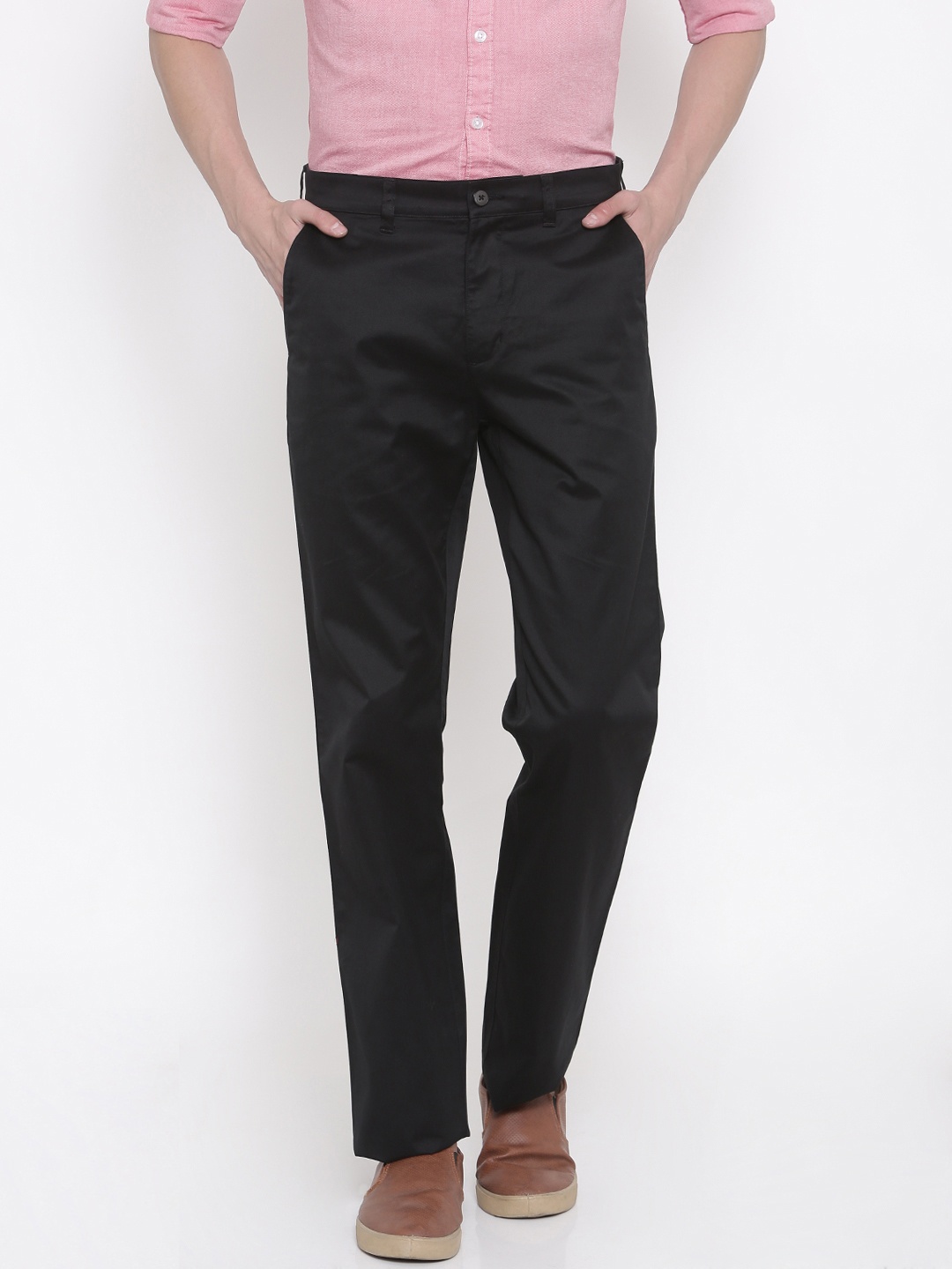 

ColorPlus Men Black Slim Fit Solid Regular Trousers