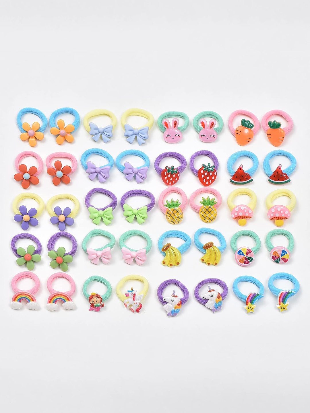

LYTIX Girls Set Of 12 Beaded Ponytail Holders, Blue