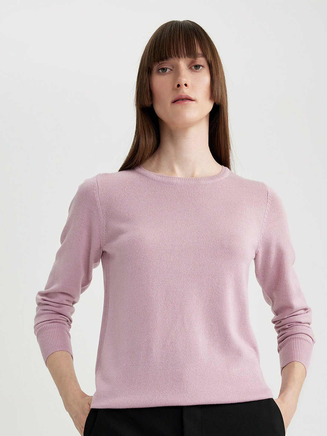 

DeFacto Long Sleeves Ribbed Pure Acrylic Pullover, Rose