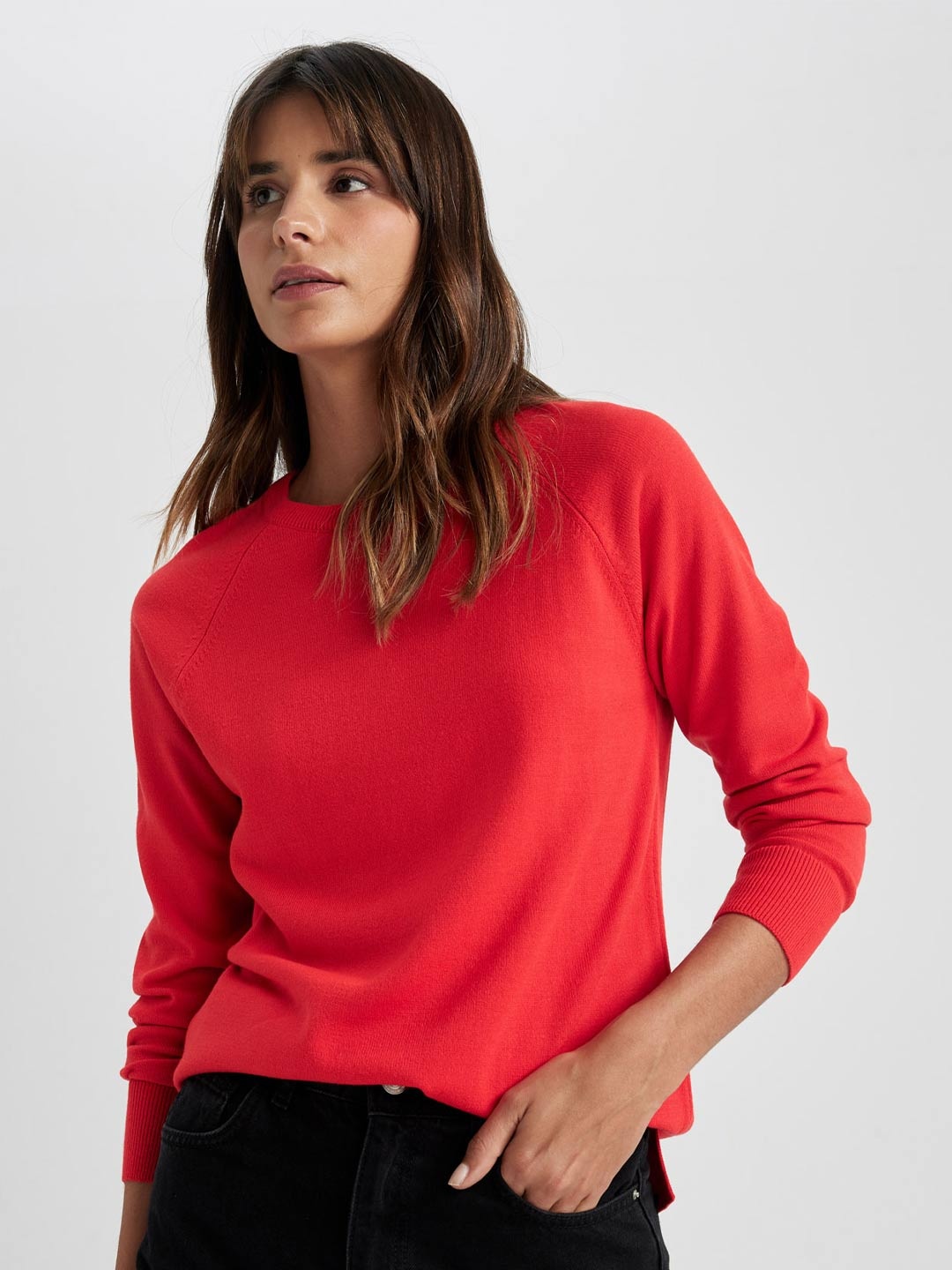 

DeFacto Round Neck Pullover, Red