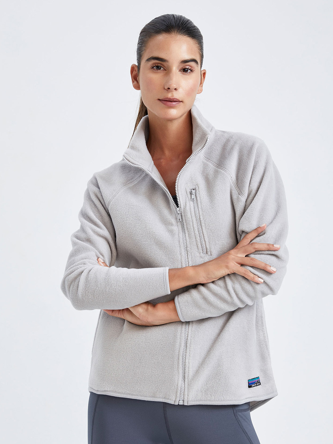 

DeFacto Mock Collar Long Sleeve Front-Open Zip Detail Jacket, Grey