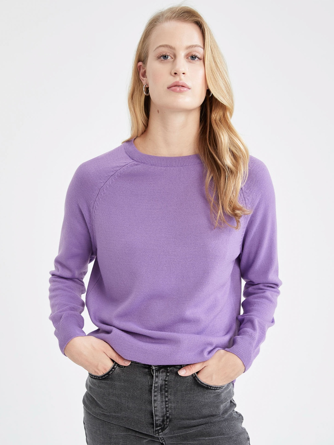 

DeFacto Round Neck Pullover, Lavender