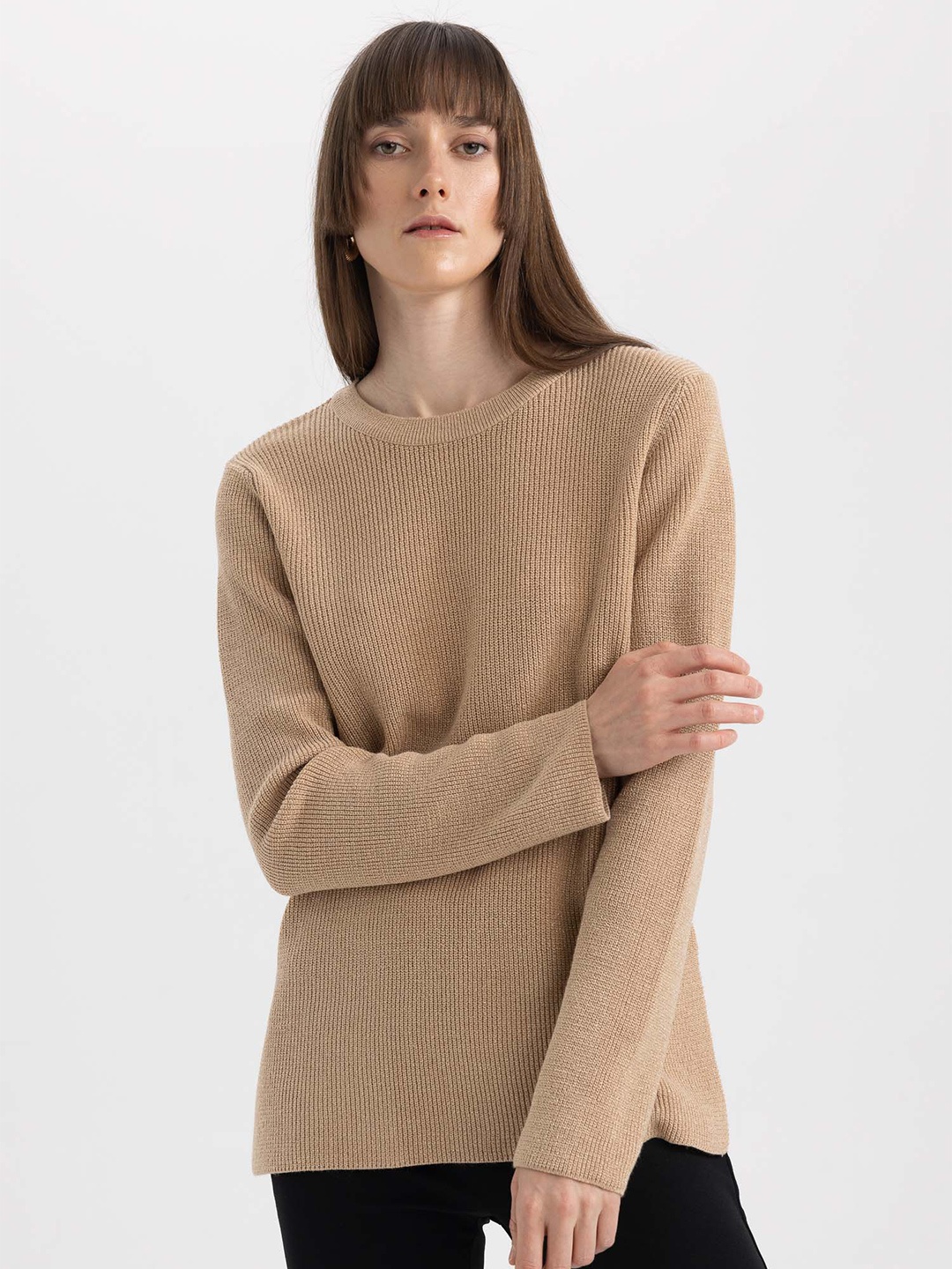

DeFacto Cable Knit Pullover, Beige