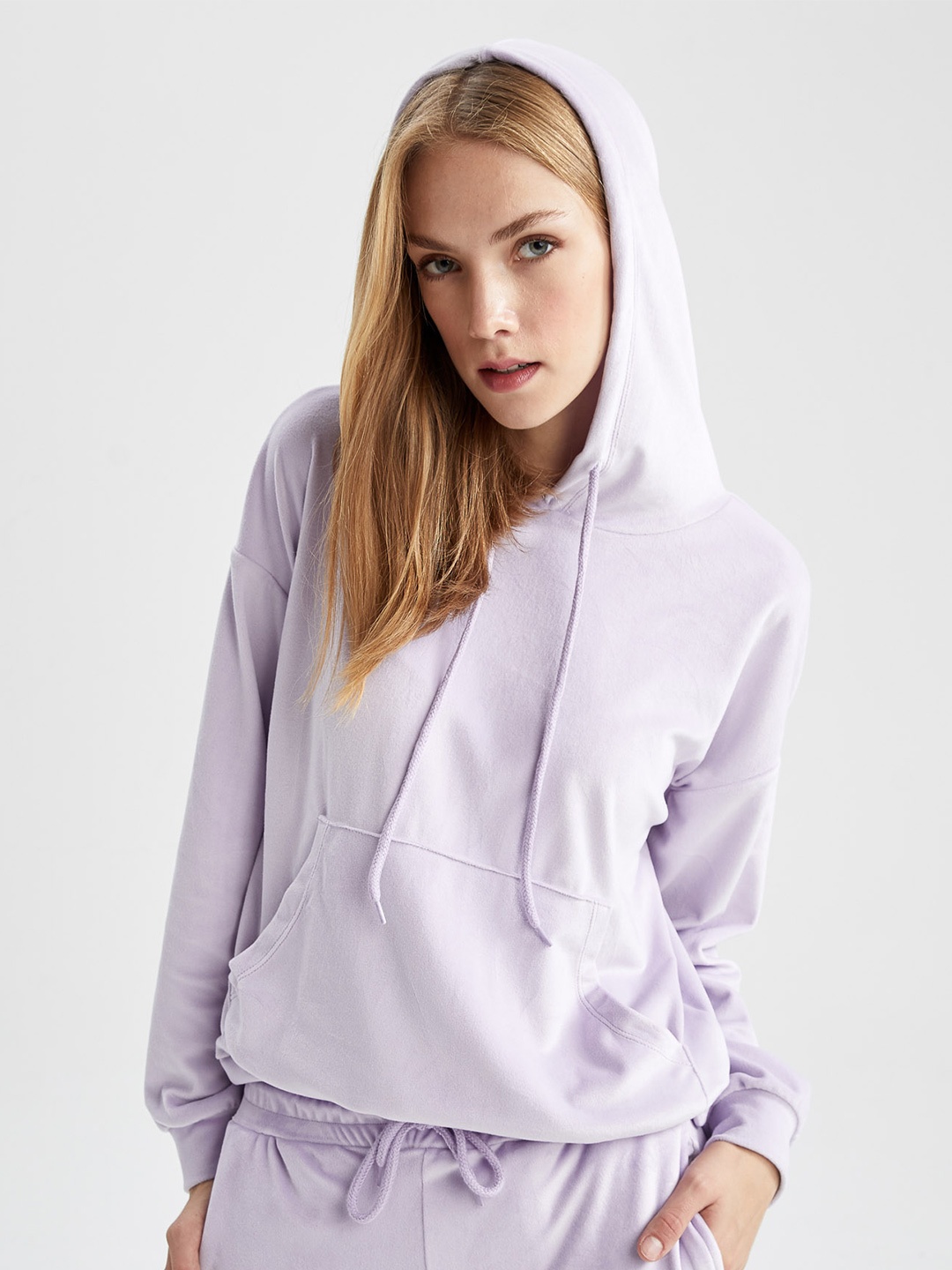 

DeFacto Hooded Long Sleeves Pullover, Lavender