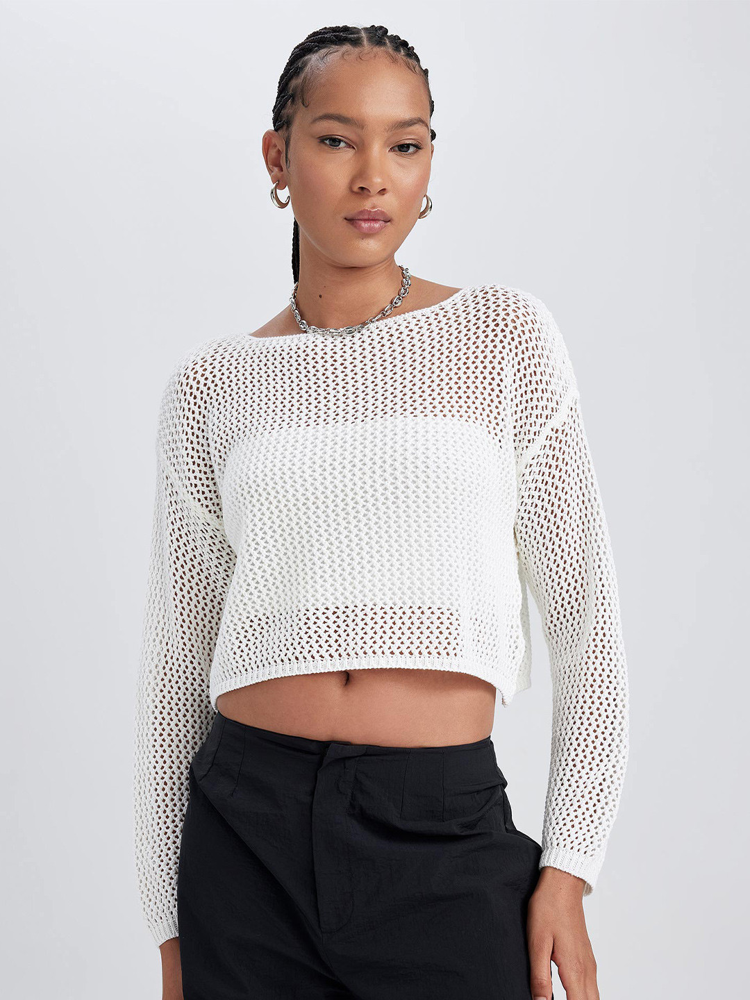 

DeFacto Self Design Pullover, White