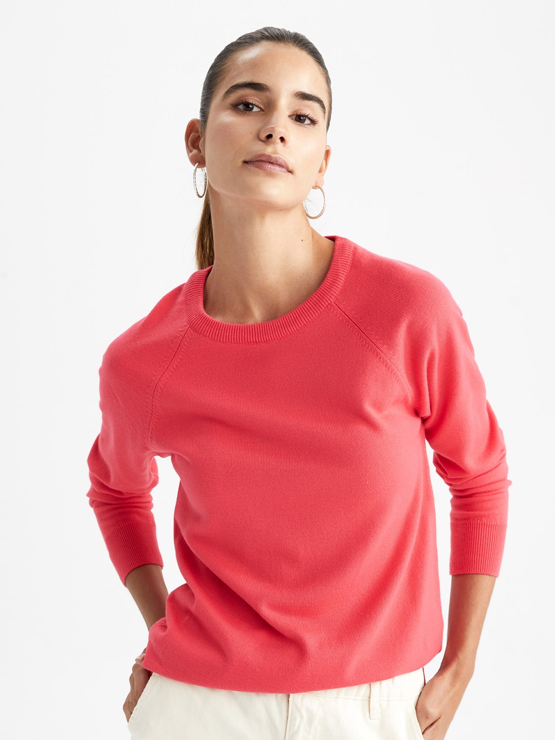 

DeFacto Round Neck Acrylic Pullover, Peach