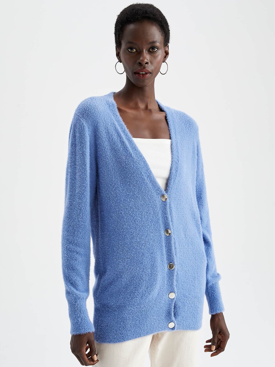 

DeFacto Polyester PU Coated Cardigan, Blue