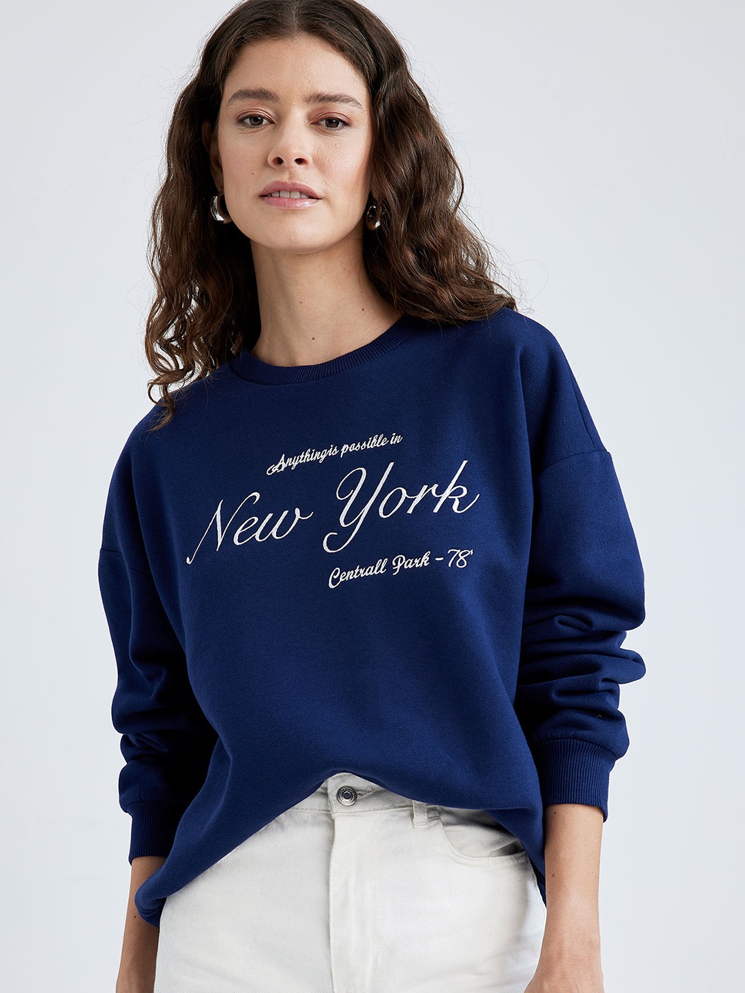 

DeFacto Women Pullover Sweatshirt, Blue