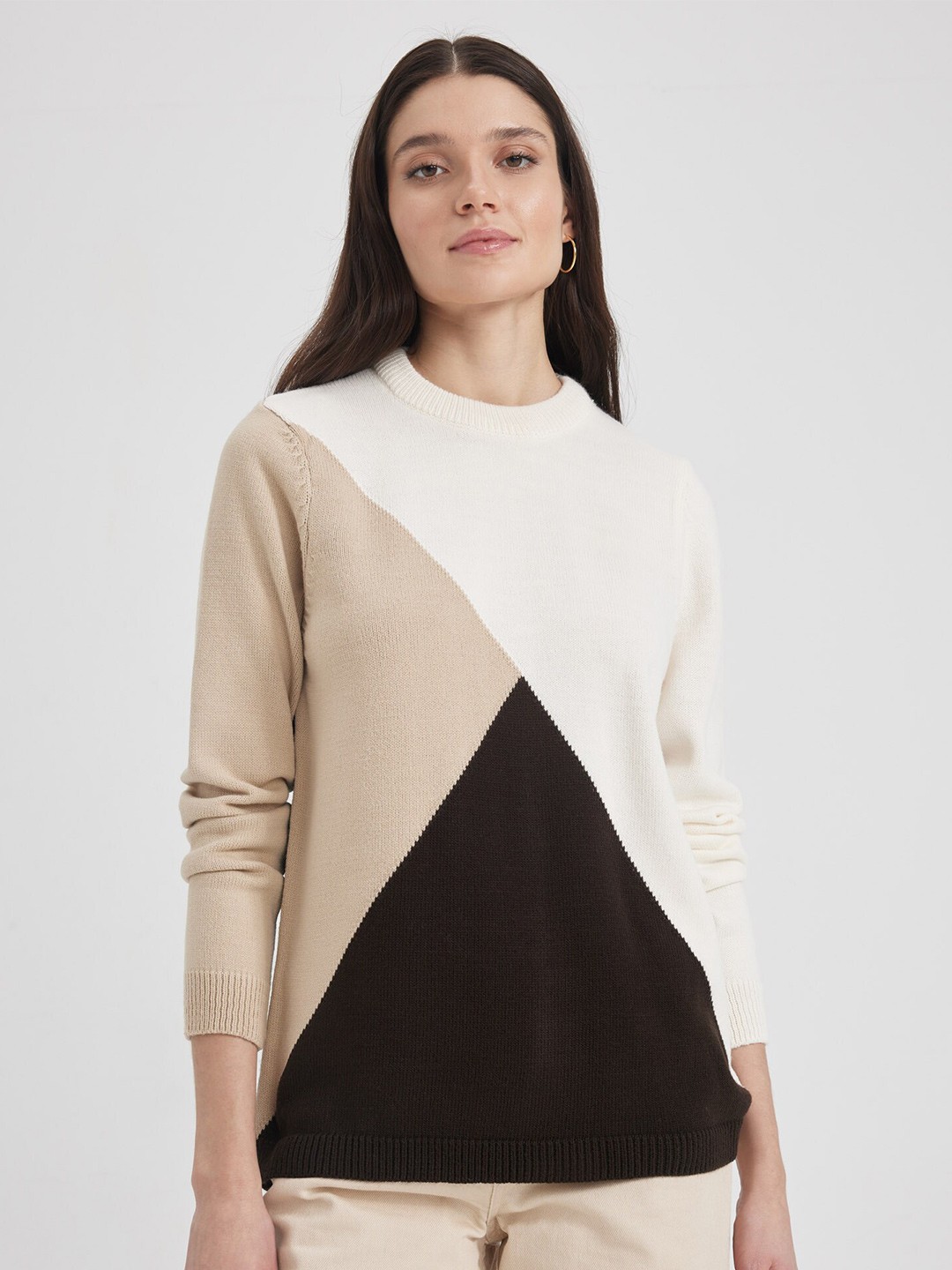 

DeFacto Colourblocked Acrylic Pullover, White