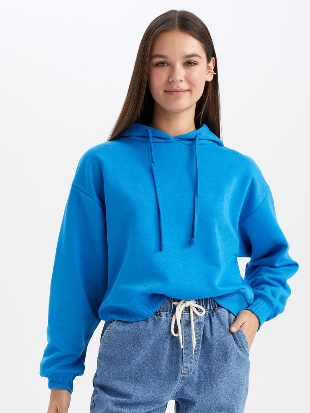 

DeFacto Hooded Pullover Sweatshirt, Blue