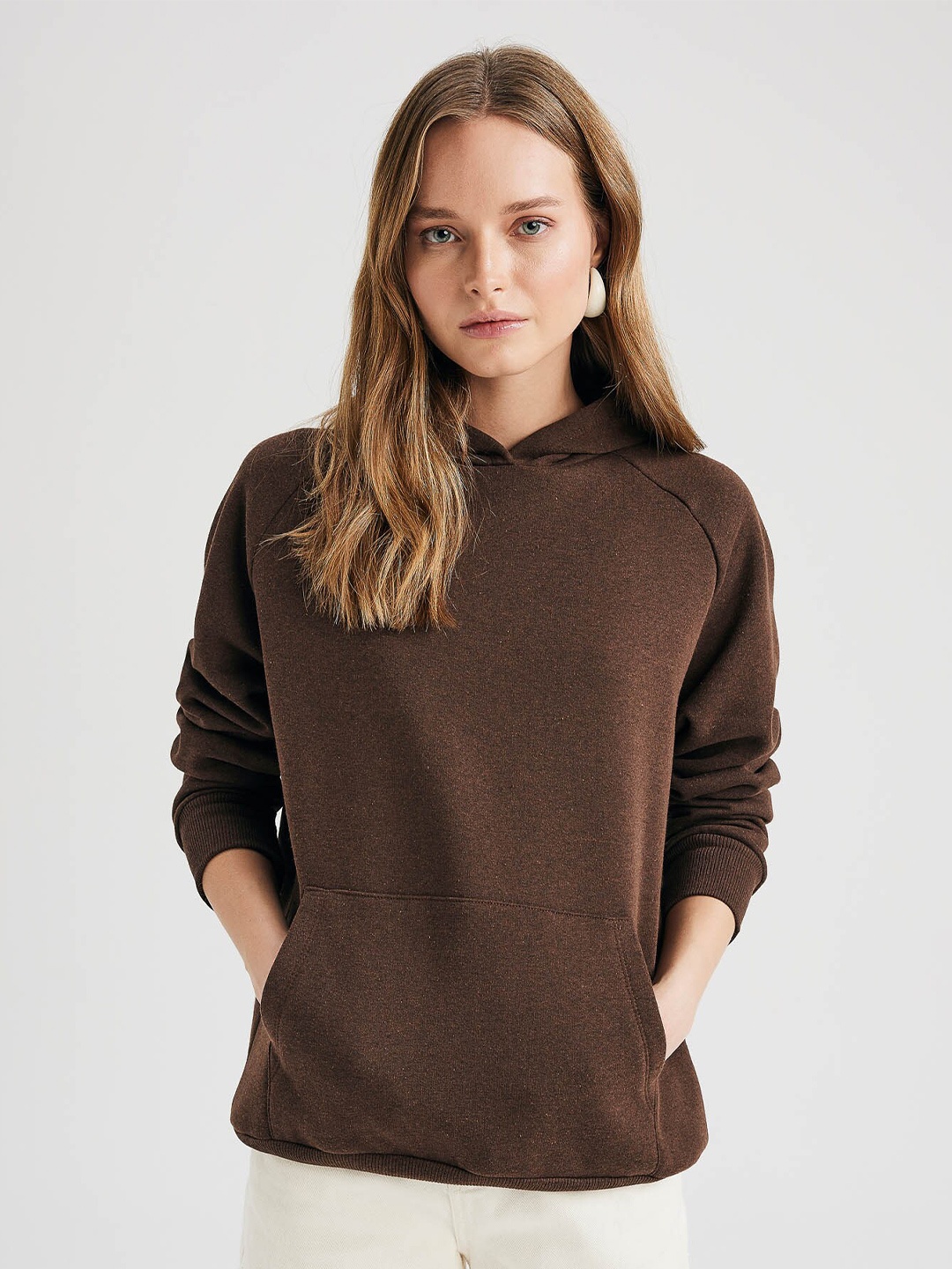 

DeFacto Hooded Long Sleeves Pullover, Brown