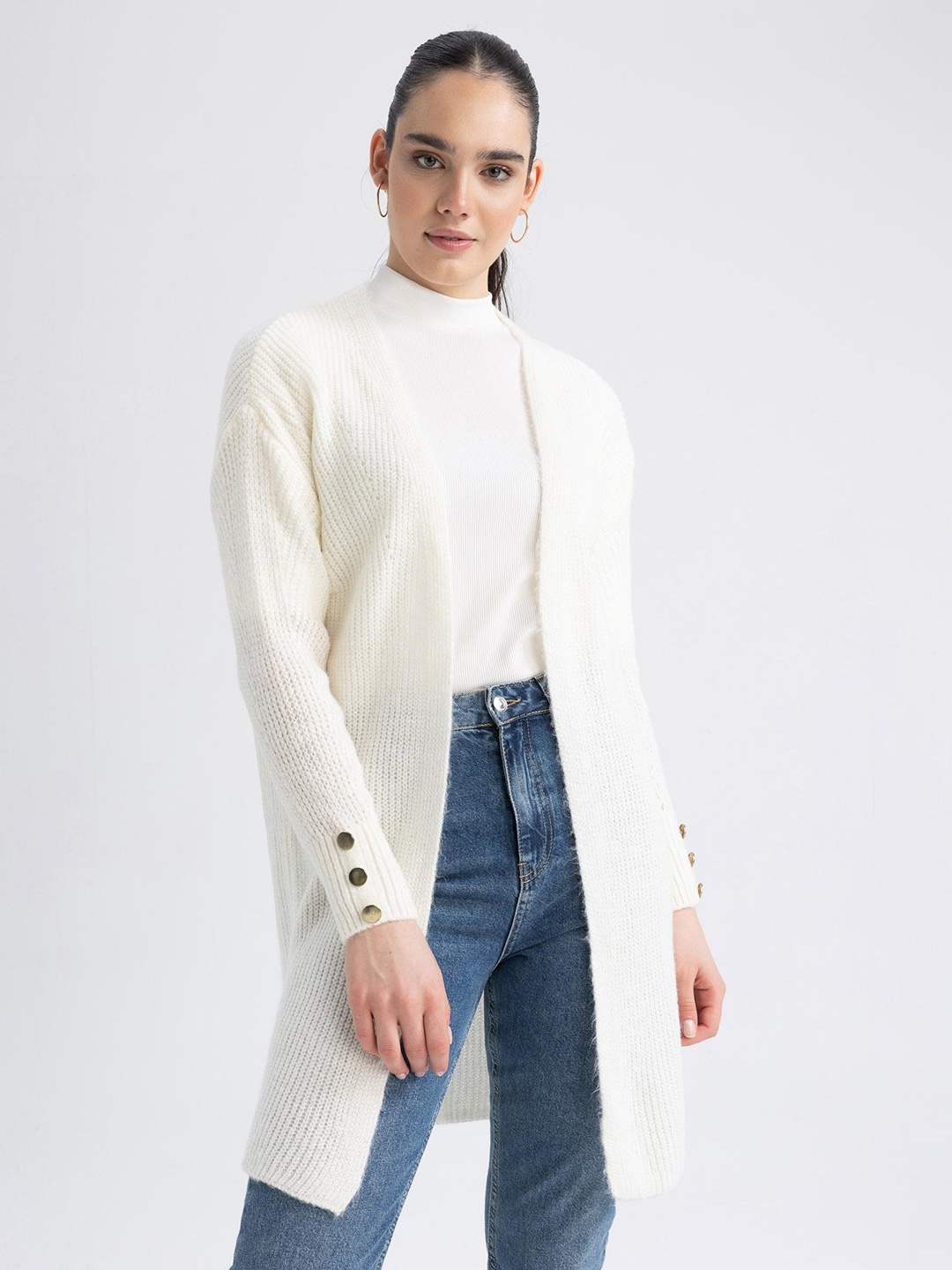 

DeFacto Ribbed Long Sleeves Sweater, White