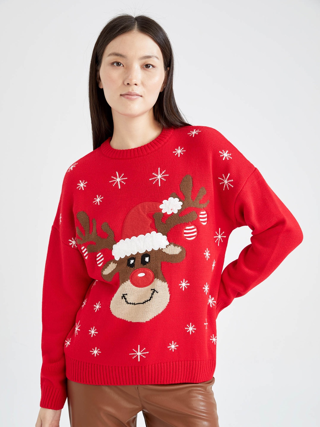 

DeFacto Graphic Printed Pullover, Red