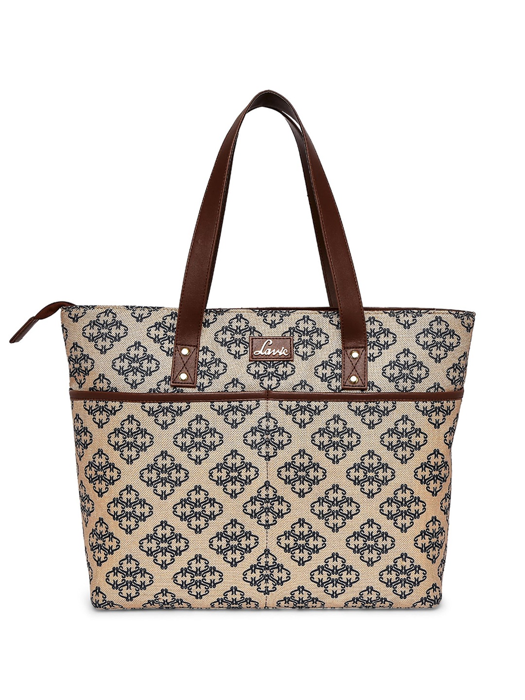 

Lavie Ethnic Motifs Printed Structured Shoulder Bag, Beige